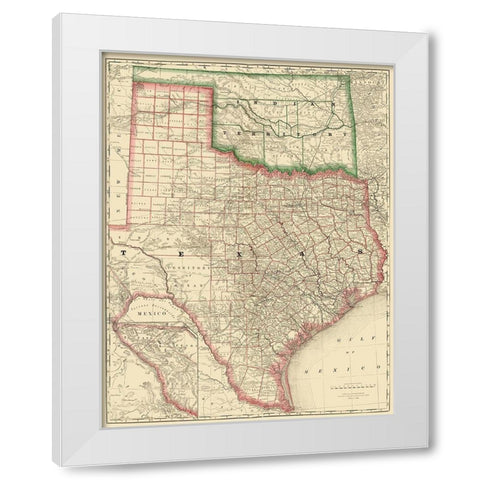 Texas and Indian Territory - Rand McNally 1879 White Modern Wood Framed Art Print by Rand McNally