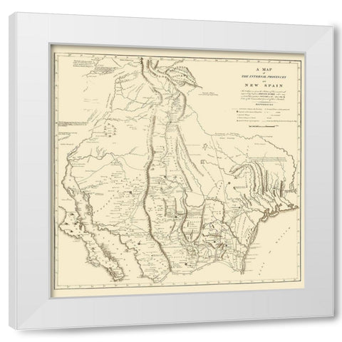New Spain Located In Modern Day Texas - Pike 1807 White Modern Wood Framed Art Print by Pike