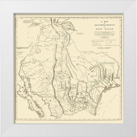 New Spain Located In Modern Day Texas - Pike 1807 White Modern Wood Framed Art Print by Pike