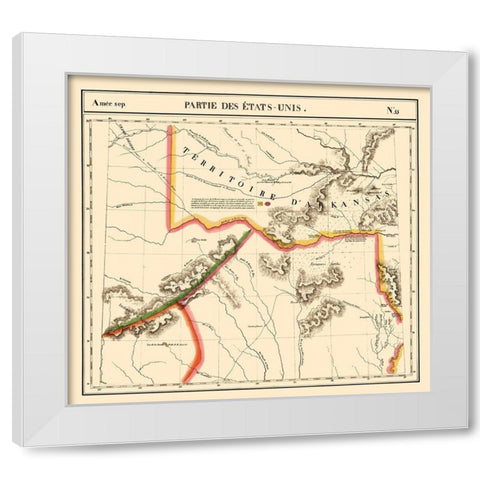 Texas, Arkansas Territory - Vandermaelen 1827 White Modern Wood Framed Art Print by Vandermaelen