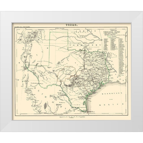 Texas - Lange 1854 White Modern Wood Framed Art Print by Lange