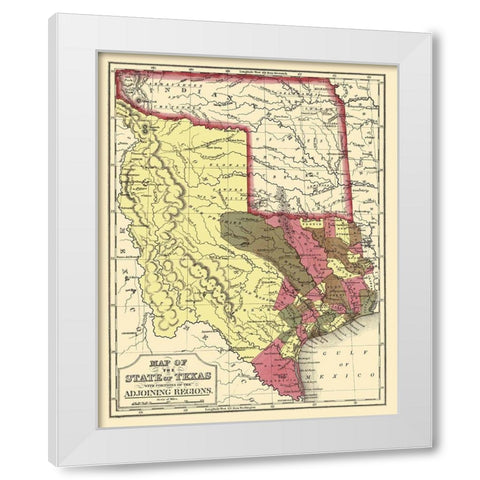 Texas - Cowperthwait and Mitchell 1846 White Modern Wood Framed Art Print by Cowperthwait