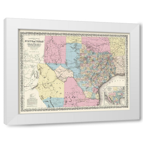 Texas and Part of Mexico - Desilver 1861 White Modern Wood Framed Art Print by Desilver