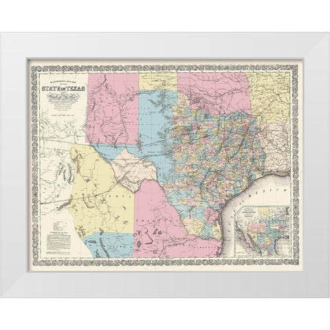 Texas and Part of Mexico - Desilver 1861 White Modern Wood Framed Art Print by Desilver