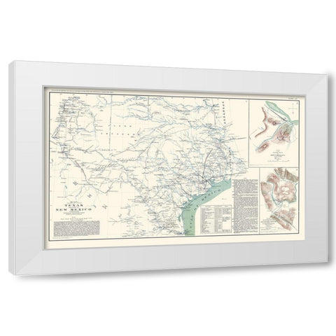 Texas, New Mexico - US War Dept 1857 White Modern Wood Framed Art Print by US War Dept
