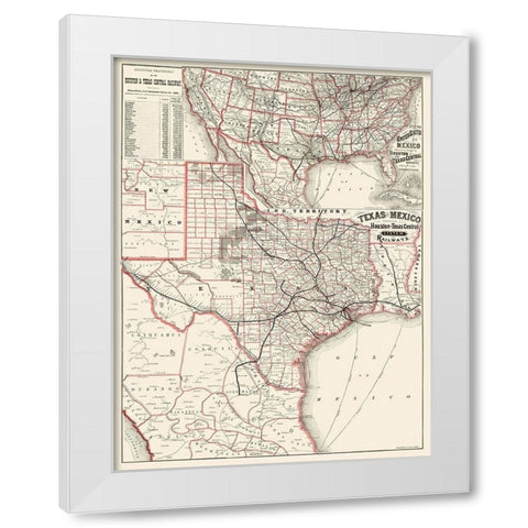 Houston and Texas Central Railways 1880 White Modern Wood Framed Art Print by Rand McNally