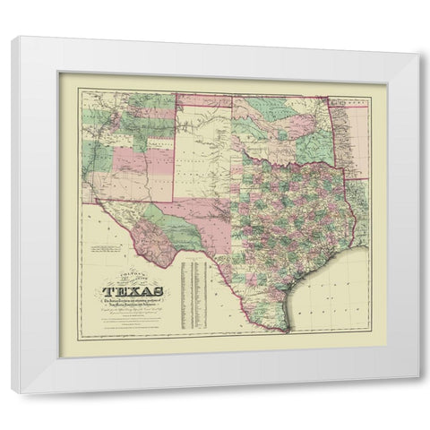 Texas - Colton 1872 White Modern Wood Framed Art Print by Colton