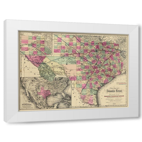 Texas - Colton 1881 White Modern Wood Framed Art Print by Colton