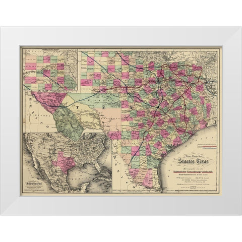 Texas - Colton 1881 White Modern Wood Framed Art Print by Colton