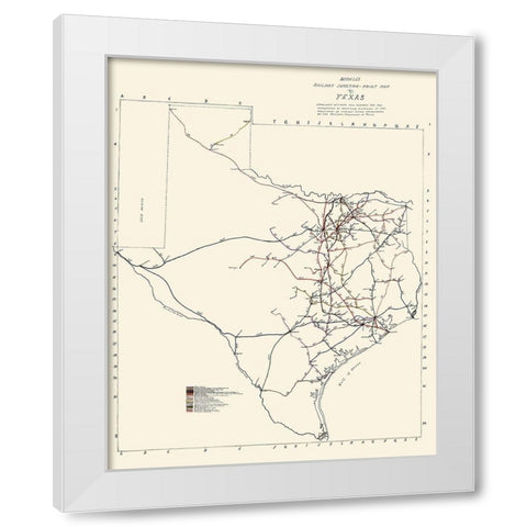 Texas Railway Junction Points - Bissell 1891 White Modern Wood Framed Art Print by Bissell