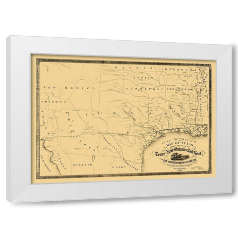 Texas and New Orleans Railroad - Gentry 1860 White Modern Wood Framed Art Print by Gentry