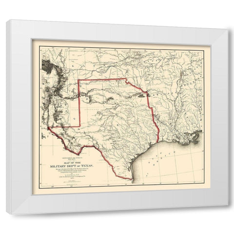 Texas Military Department - Bien 1859 White Modern Wood Framed Art Print by Bien