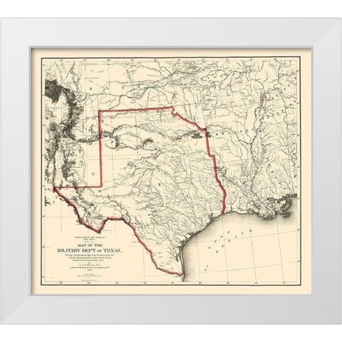 Texas Military Department - Bien 1859 White Modern Wood Framed Art Print by Bien