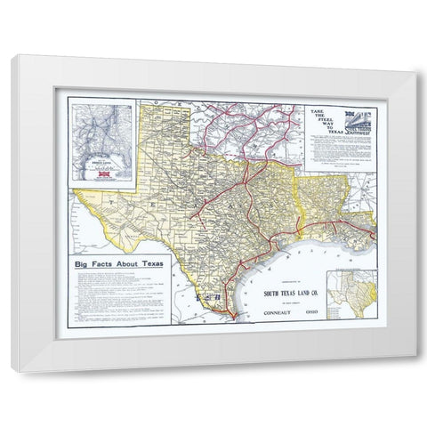 Frisco Lines - South Texas Land 1911 White Modern Wood Framed Art Print by South Texas Land
