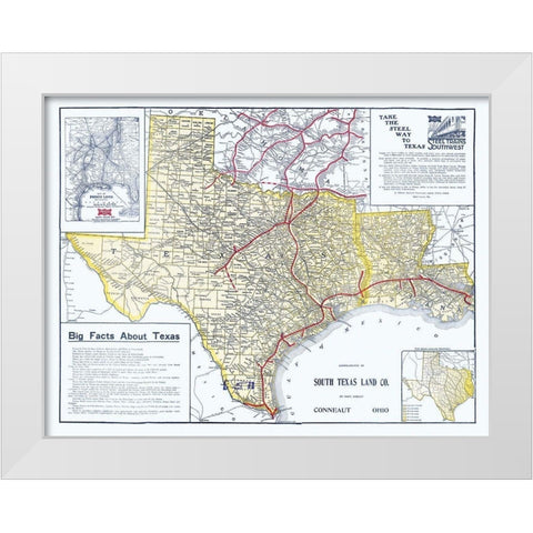 Frisco Lines - South Texas Land 1911 White Modern Wood Framed Art Print by South Texas Land