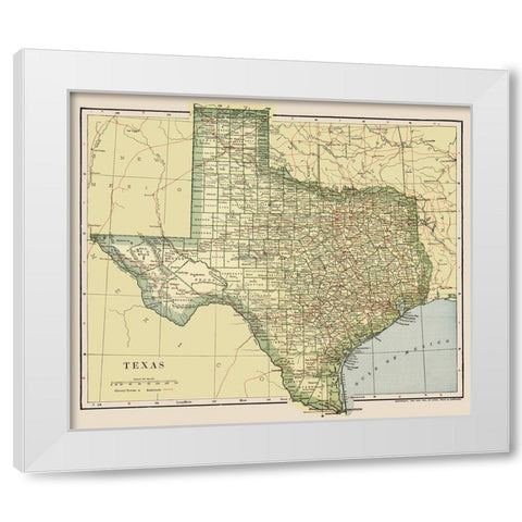 Texas - Dodd Mead 1903 White Modern Wood Framed Art Print by Dodd Mead
