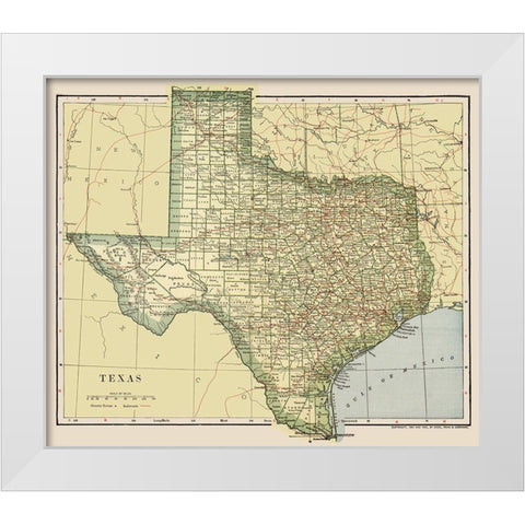 Texas - Dodd Mead 1903 White Modern Wood Framed Art Print by Dodd Mead