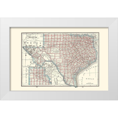 Texas - Rathbun 1893 White Modern Wood Framed Art Print by Rathbun