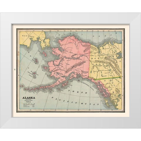 Alaska - Cram 1888 White Modern Wood Framed Art Print by Cram