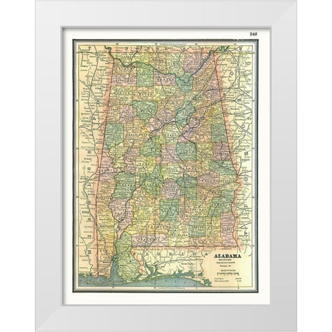 Alabama - Johnson 1888 White Modern Wood Framed Art Print by Johnson