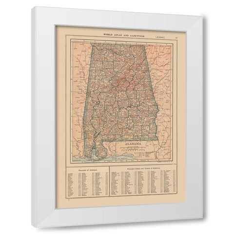 Alabama - Reynold 1921 White Modern Wood Framed Art Print by Reynold