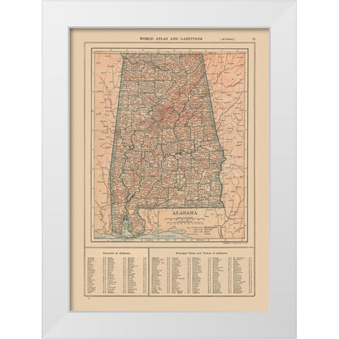 Alabama - Reynold 1921 White Modern Wood Framed Art Print by Reynold