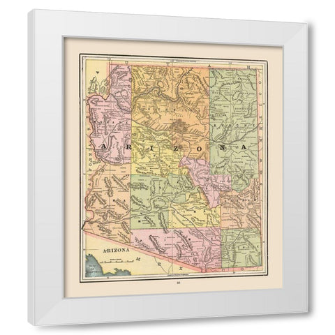 Arizona - Cram 1892 White Modern Wood Framed Art Print by Cram