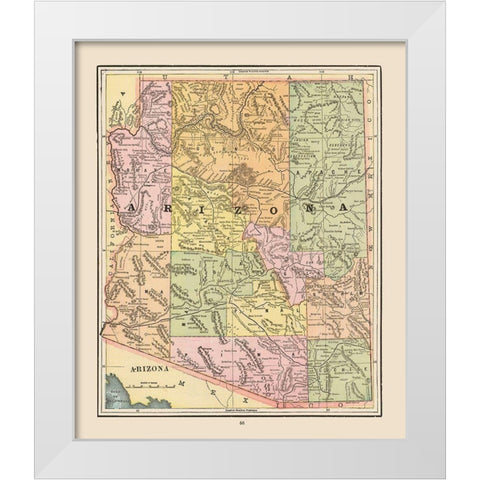 Arizona - Cram 1892 White Modern Wood Framed Art Print by Cram