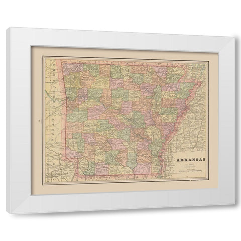 Arkansas - Cram 1892 White Modern Wood Framed Art Print by Cram