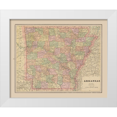 Arkansas - Cram 1892 White Modern Wood Framed Art Print by Cram