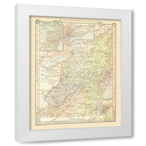 Middle Atlantic States - Monteith 1882 White Modern Wood Framed Art Print by Monteith