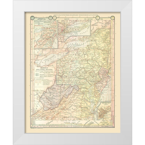 Middle Atlantic States - Monteith 1882 White Modern Wood Framed Art Print by Monteith