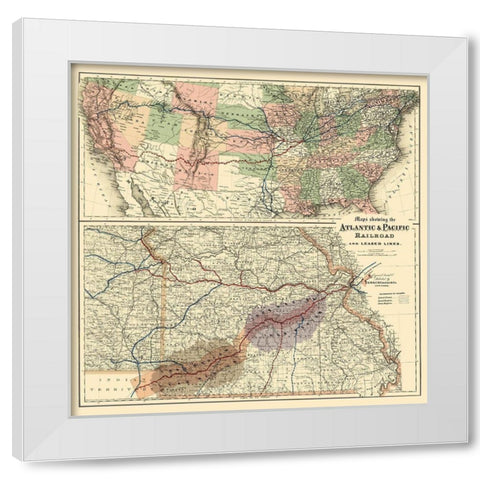 Atlantic and Pacific Railroad - Colton 1873 White Modern Wood Framed Art Print by Colton