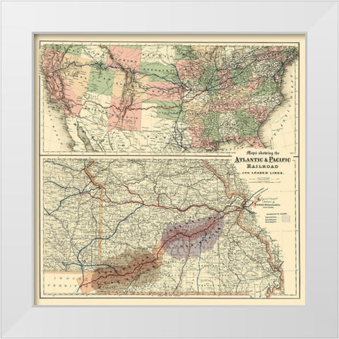 Atlantic and Pacific Railroad - Colton 1873 White Modern Wood Framed Art Print by Colton