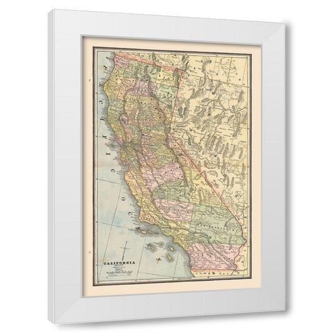 California, United States - Cram 1888 White Modern Wood Framed Art Print by Cram