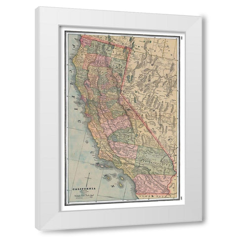 California - Johnson 1888 White Modern Wood Framed Art Print by Johnson