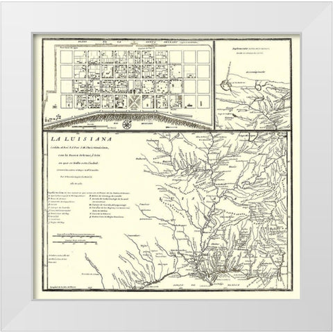 Mississippi River Valley to Canada - Machuca 1762 White Modern Wood Framed Art Print by Machuca