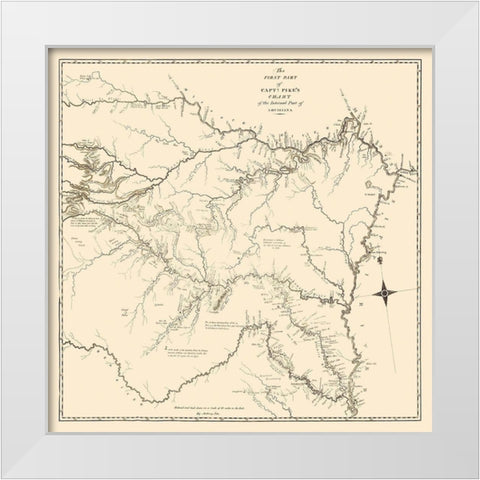 Louisiana Purchase, Capt Pikes Chart 1 - Nau 1810 White Modern Wood Framed Art Print by Nau