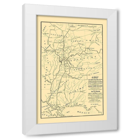 Proposed Rail Lines Gulf of Mexico Northern Lakes White Modern Wood Framed Art Print by McBean