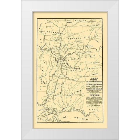 Proposed Rail Lines Gulf of Mexico Northern Lakes White Modern Wood Framed Art Print by McBean
