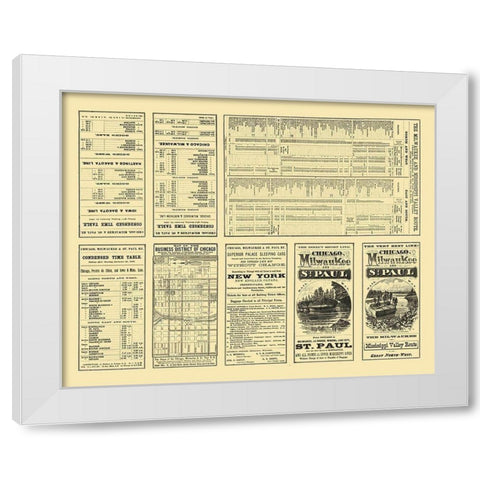 Chicago, Milwaukee,  St Paul Railway Timetable White Modern Wood Framed Art Print by Rand McNally