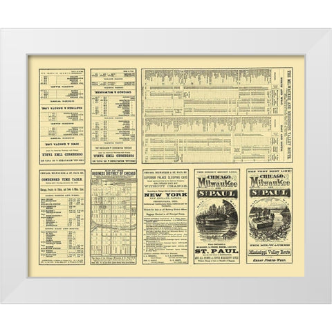 Chicago, Milwaukee,  St Paul Railway Timetable White Modern Wood Framed Art Print by Rand McNally