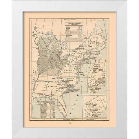 United States, Constitution - Cram 1888 White Modern Wood Framed Art Print by Cram