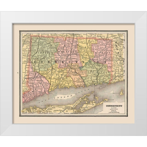 Connecticut - Cram 1888 White Modern Wood Framed Art Print by Cram
