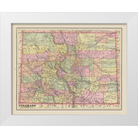 Colorado - Cram 1892 White Modern Wood Framed Art Print by Cram