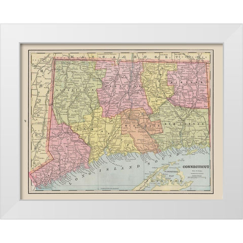 Connecticut - Cram 1892 White Modern Wood Framed Art Print by Cram