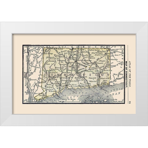 Connecticut - Alden 1886 White Modern Wood Framed Art Print by Alden