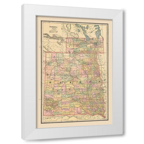 Dakota, United States - Cram 1888 White Modern Wood Framed Art Print by Cram