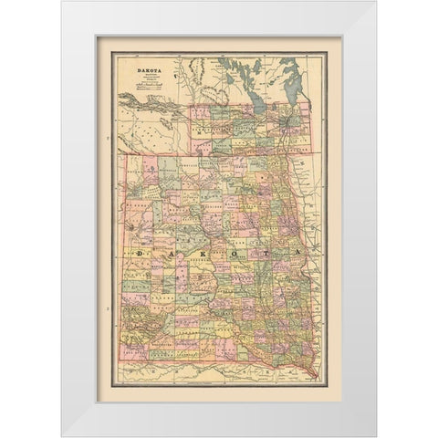Dakota, United States - Cram 1888 White Modern Wood Framed Art Print by Cram