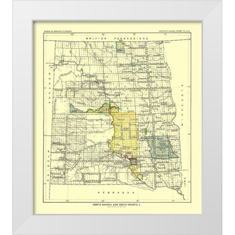 North and South Dakota - Pierre - Hoen 1896 White Modern Wood Framed Art Print by Hoen